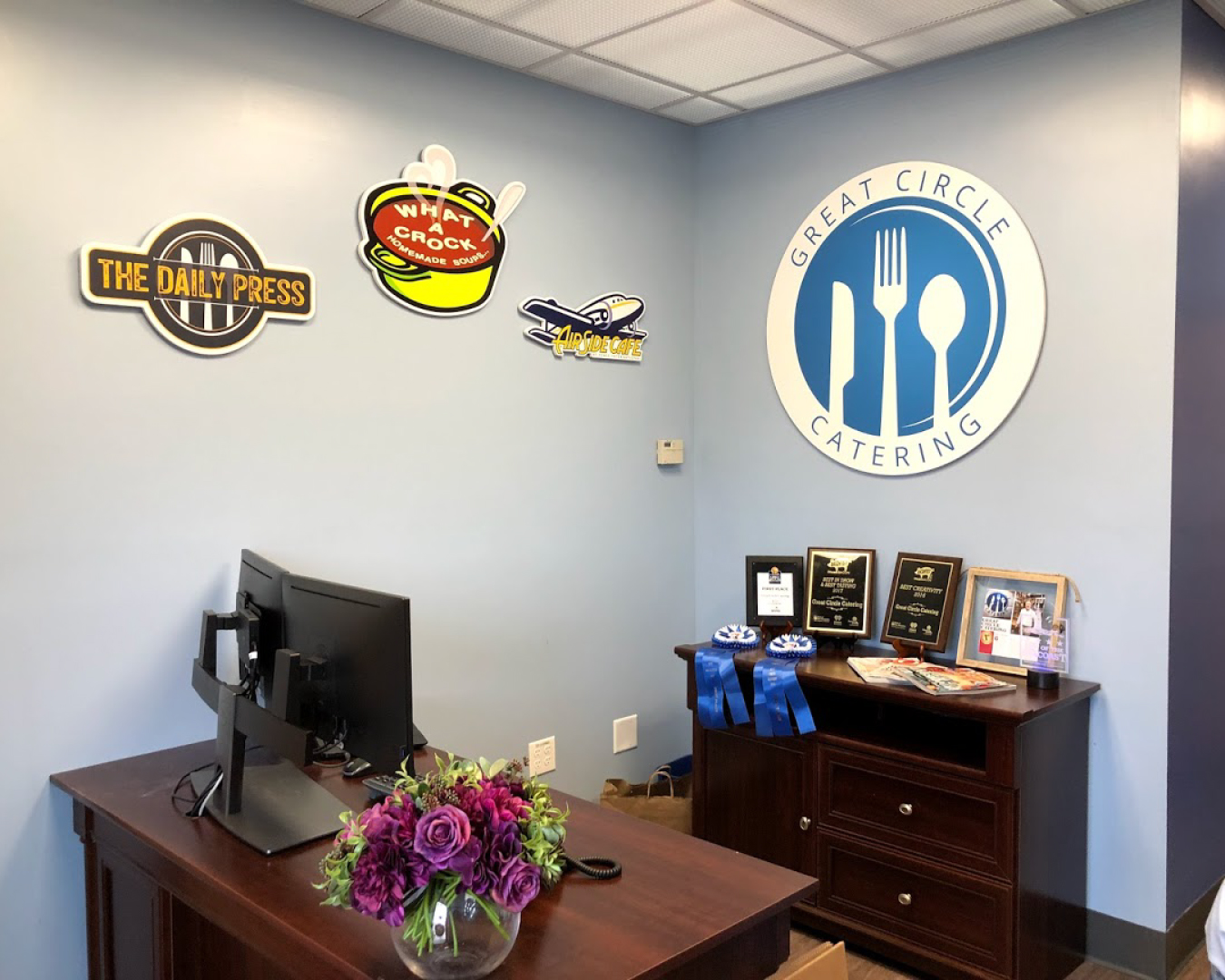 Great Circle Catering interior custom cut sign by Alphagraphics Portsmouth