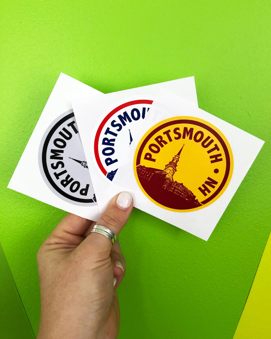 Custom multi colored stickers for Portsmouth, NH
